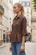 CAMILA RUFFLE ZIP BLOUSE