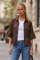 CAMILA RUFFLE ZIP BLOUSE