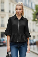 CAMILA RUFFLE ZIP BLOUSE