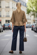 CAMILA RUFFLE ZIP BLOUSE