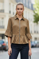 CAMILA RUFFLE ZIP BLOUSE
