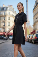 Short Sleeve Zip Up Dress