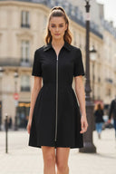 Short Sleeve Zip Up Dress