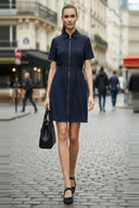 Short Sleeve Zip Up Dress