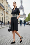 Multi-Color Waist Embo Dress