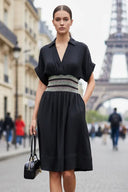 Multi-Color Waist Embo Dress