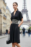 Multi-Color Waist Embo Dress