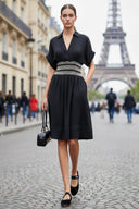 Multi-Color Waist Embo Dress