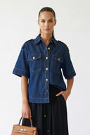 Oversized Half Sleeve Denim Jacket