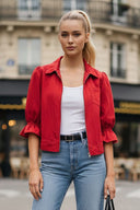 3/4 Sleeve Zip Up Jacket