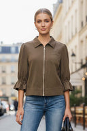 3/4 Sleeve Zip Up Jacket