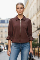 3/4 Sleeve Zip Up Jacket