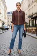 3/4 Sleeve Zip Up Jacket