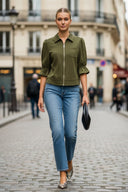 3/4 Sleeve Zip Up Jacket