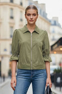 3/4 Sleeve Zip Up Jacket