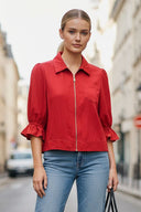 3/4 Sleeve Zip Up Jacket