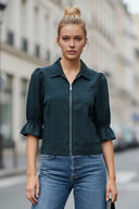 3/4 Sleeve Zip Up Jacket