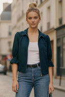 3/4 Sleeve Zip Up Jacket