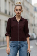 3/4 Sleeve Zip Up Jacket