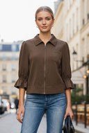 3/4 Sleeve Zip Up Jacket