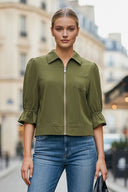 3/4 Sleeve Zip Up Jacket
