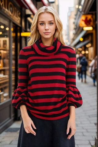 Pre-order: BRIELLE TURTLENECK SWEATHER (BLACK / RED)- VT1978