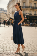 Cross Front Strap Midi Dress