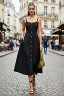 Button Detail Midi Dress