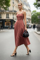 Button Detail Midi Dress