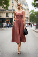 Button Detail Midi Dress