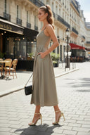 Button Detail Midi Dress