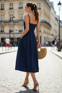 Button Detail Midi Dress