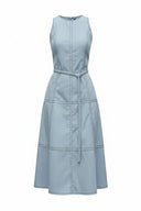 STITCH DETAIL MIDI DRESS W / BELT