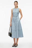 STITCH DETAIL MIDI DRESS W / BELT