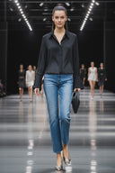 FRONT ZIP BELL CUFFS BLOUSE