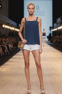 SLEEVELESS PLEATED TANK TOP