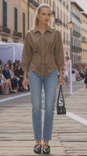 HARPER TIE FRONT ZIP BLOUSE