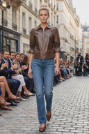 CELINE ALLIGATOR 3/4 SLEEVE ZIP UP JACKET