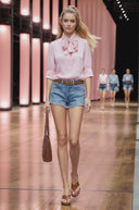 Detachable Scarf Button Up Blouse