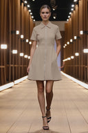 Short Sleeve Zip Up Dress