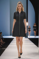 Short Sleeve Zip Up Dress