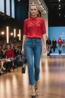 Cut Out Yoke Detail Blouse