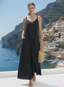 POM-POM MAXI SLEEVELESS DRESS