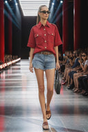 Oversized Half Sleeve Stitch Jacket