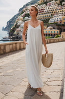 POM-POM MAXI SLEEVELESS DRESS