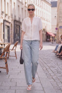 LILY WEAVE GAUZE ZIP UP BLOUSE