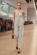 BUSTIER PLEATED STRAIGHT-LEG JUMPSUIT