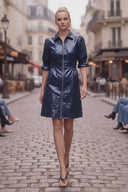 CELINE ALLIGATOR 3/4 SLEEVE ZIP UP DRESS