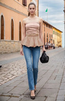 TUBE BUBBLE TOP W/ TWISTED ROPE BELT