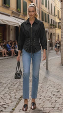HARPER TIE FRONT ZIP BLOUSE